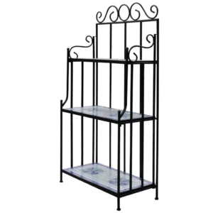 Prime Home Outlet - Plant Stand Display Blue White Mosaic Pattern