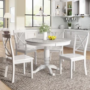 Prime Home Outlet - 5 Piece Set Solid Wood Table with 4 Chairs